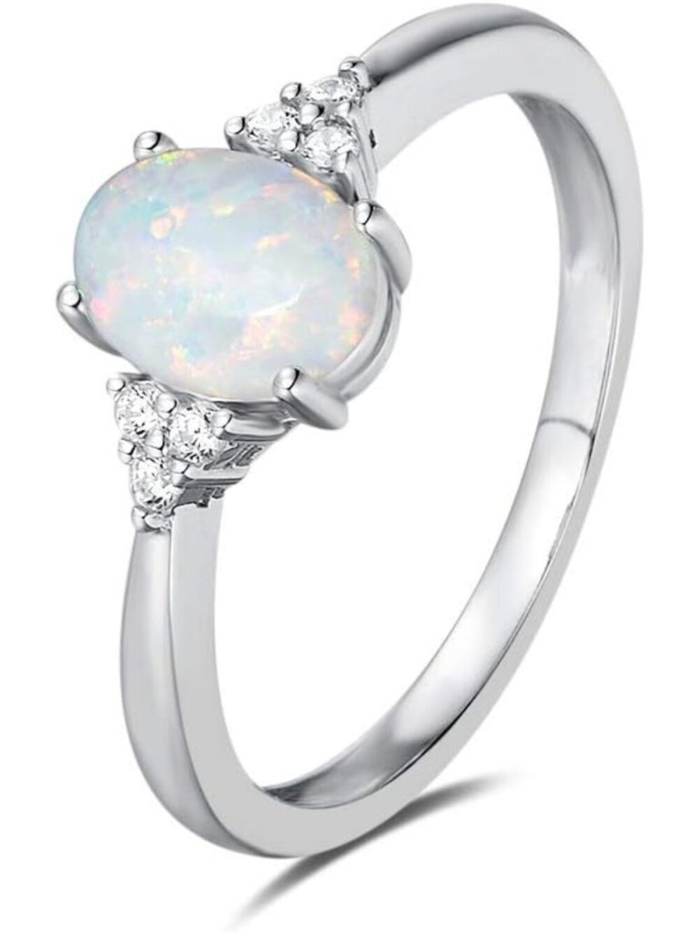 Sterling Silver Opal Engagement Ring for Women - Elegant & Unique Jewelry